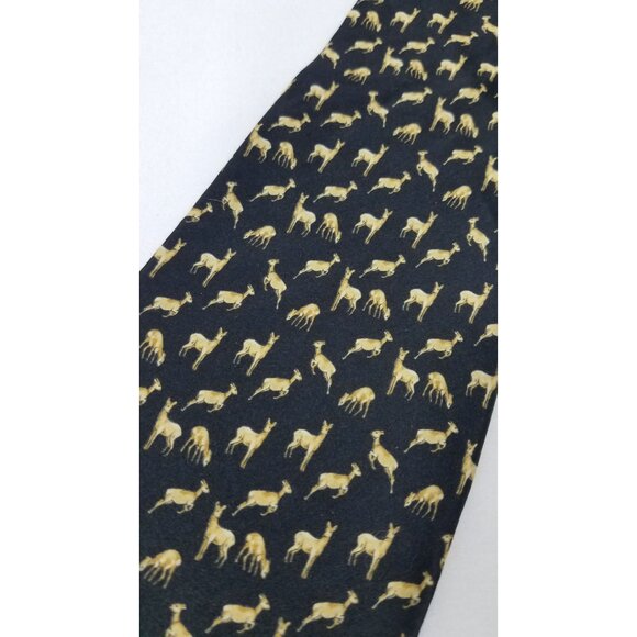 Museum Artifacts Mens Necktie Silk Deer Tie Black Background - Picture 2 of 6